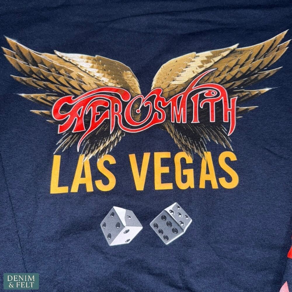 Aerosmith Deuces Are Wild Las Vegas Navy Graphic Pullover Hoodie Vintage Rock — image 6 of 8